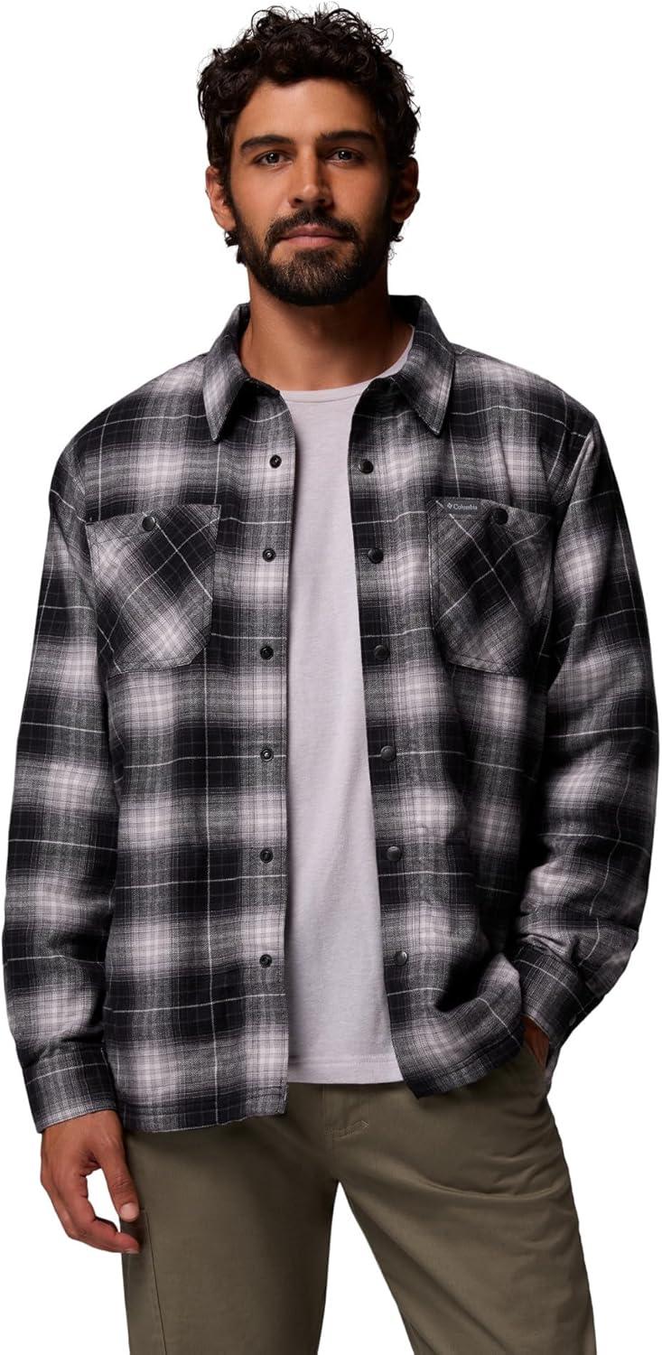 imageColumbia Mens Cornell Woods Fleece Lined Shirt JacketBlack Lumberjack Tartan