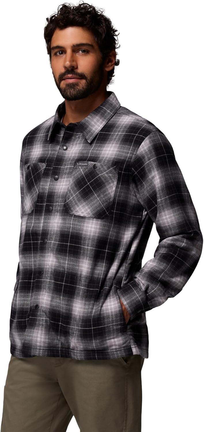 imageColumbia Mens Cornell Woods Fleece Lined Shirt JacketBlack Lumberjack Tartan