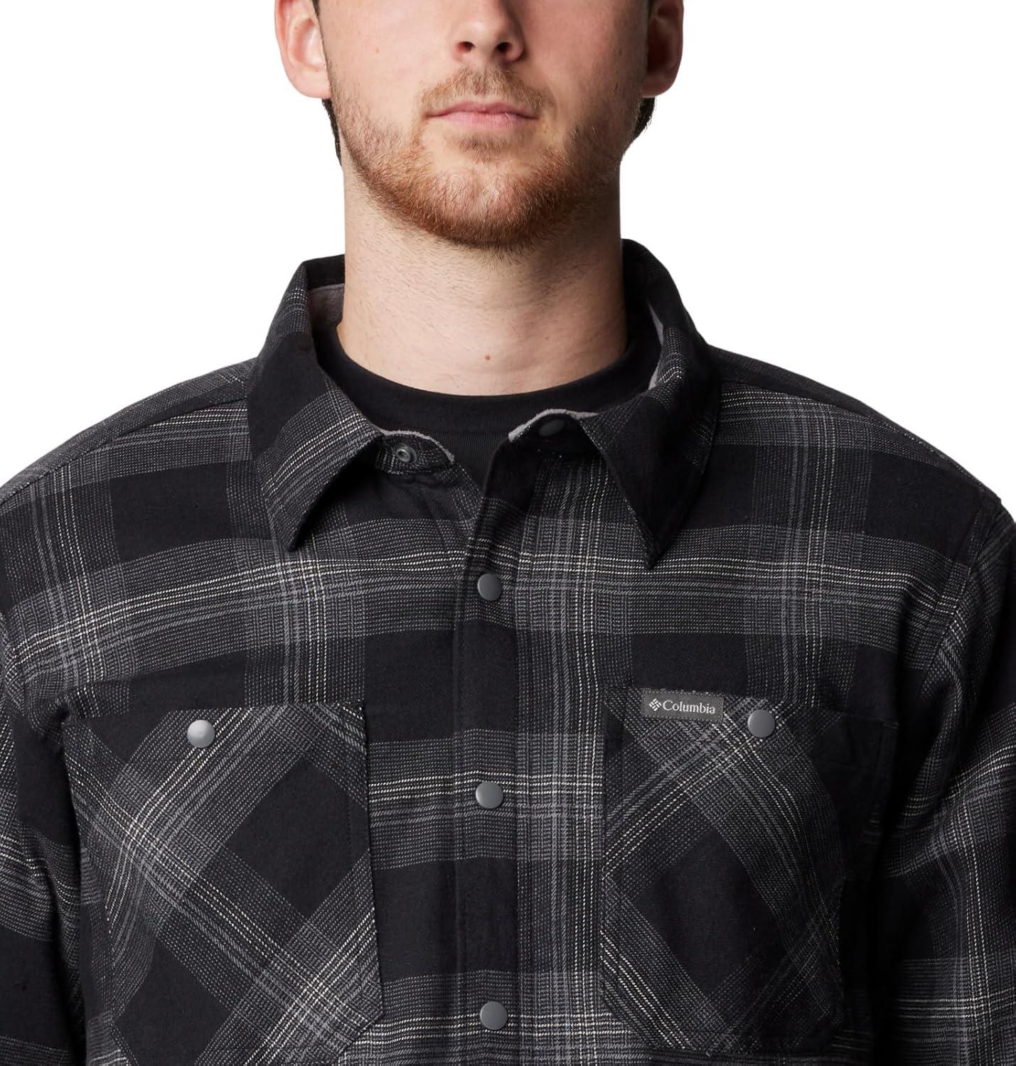 imageColumbia Mens Cornell Woods Fleece Lined Shirt JacketBlackuffalo Tartan