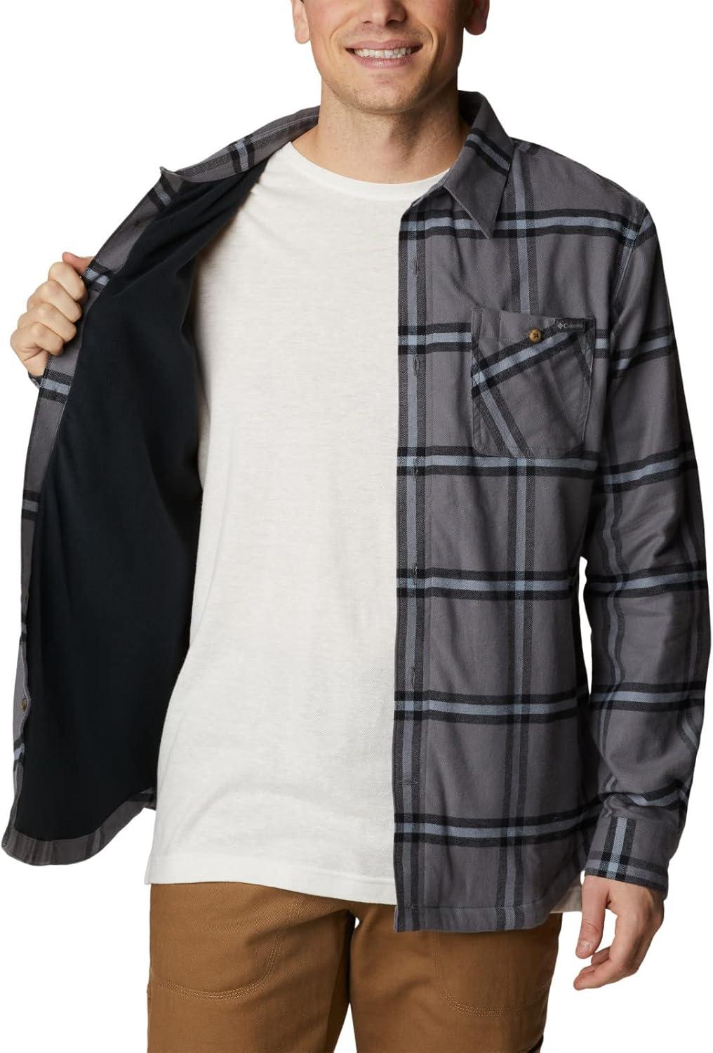 imageColumbia Mens Cornell Woods Fleece Lined Shirt JacketCity Grey Windowpane