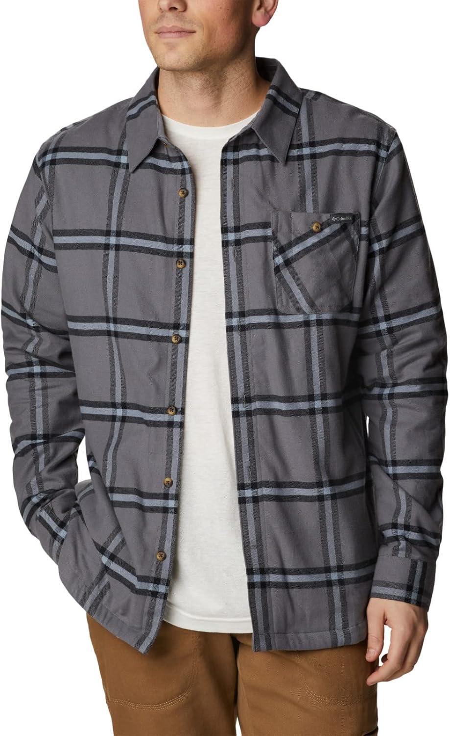 imageColumbia Mens Cornell Woods Fleece Lined Shirt JacketCity Grey Windowpane