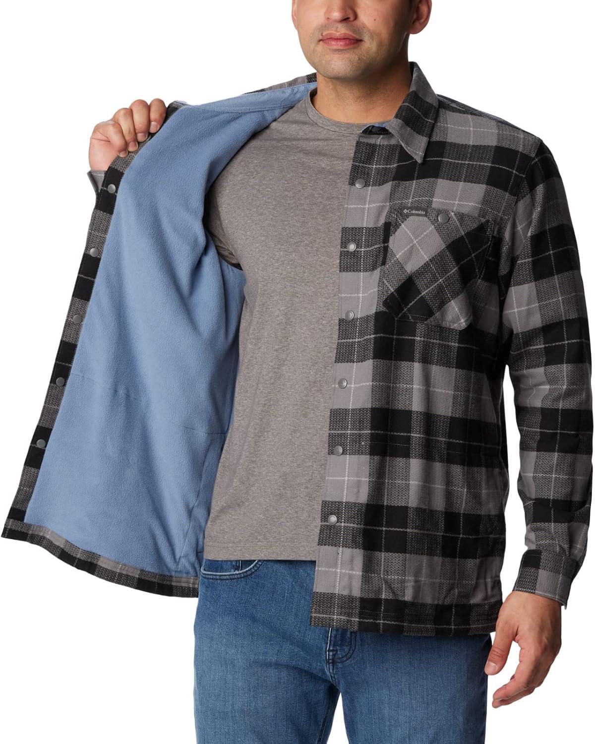 imageColumbia Mens Cornell Woods Fleece Lined Shirt JacketCity GreyBlue Stone Woodsman Tartan