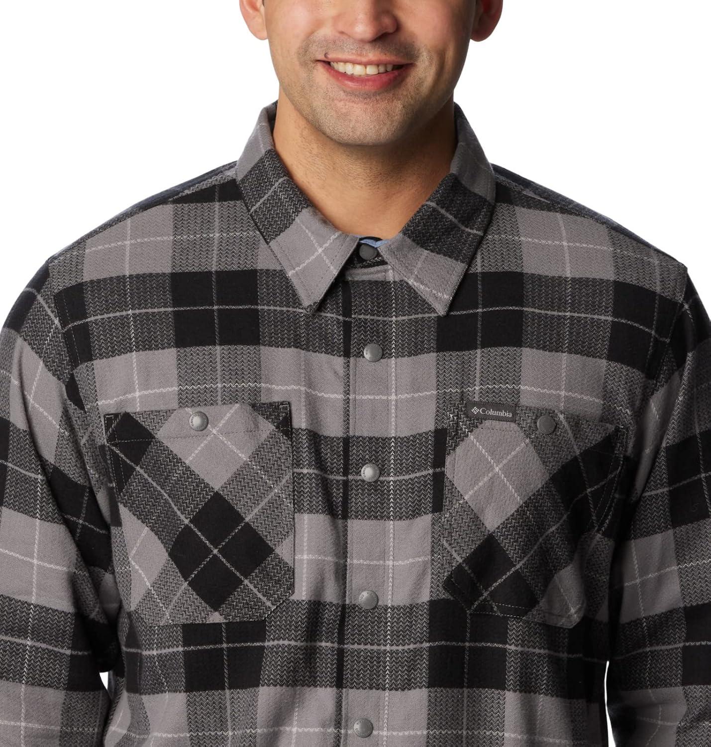imageColumbia Mens Cornell Woods Fleece Lined Shirt JacketCity GreyBlue Stone Woodsman Tartan