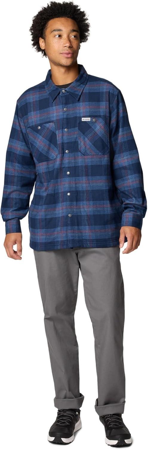 imageColumbia Mens Cornell Woods Fleece Lined Shirt JacketCollegiate Navy Buffalo Tartan