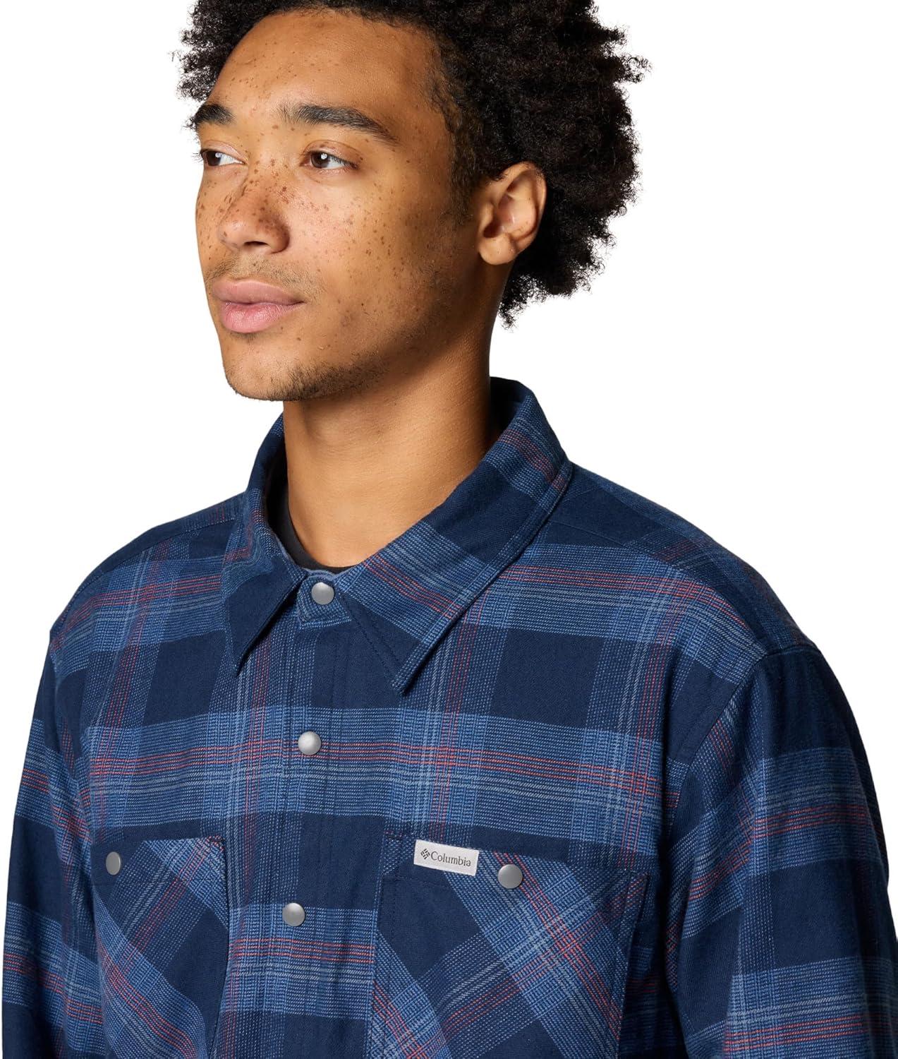 imageColumbia Mens Cornell Woods Fleece Lined Shirt JacketCollegiate Navy Buffalo Tartan