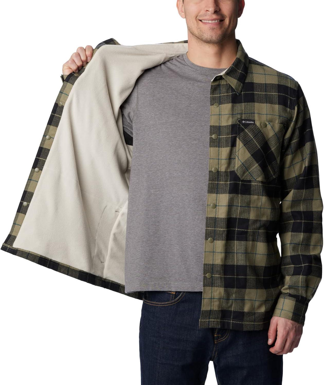 imageColumbia Mens Cornell Woods Fleece Lined Shirt JacketStone GreenDark Stone Woodsman Tartan