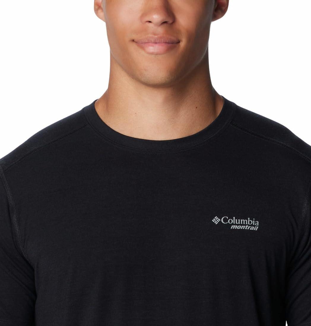imageColumbia Mens Endless Trail Running Tech TeeBlackPale Blue Montrail Graphic