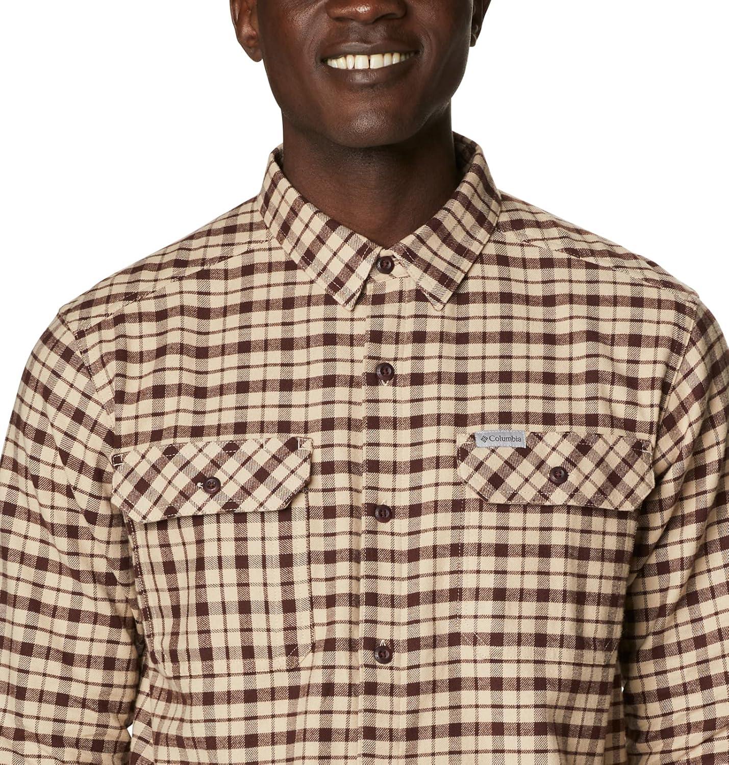 imageColumbia Mens Flare Gun Stretch FlannelAncient Fossil Small Check