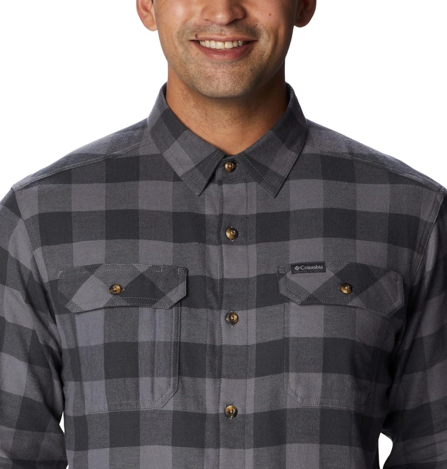 imageColumbia Mens Flare Gun Stretch FlannelCity Grey Twill Buffalo Check