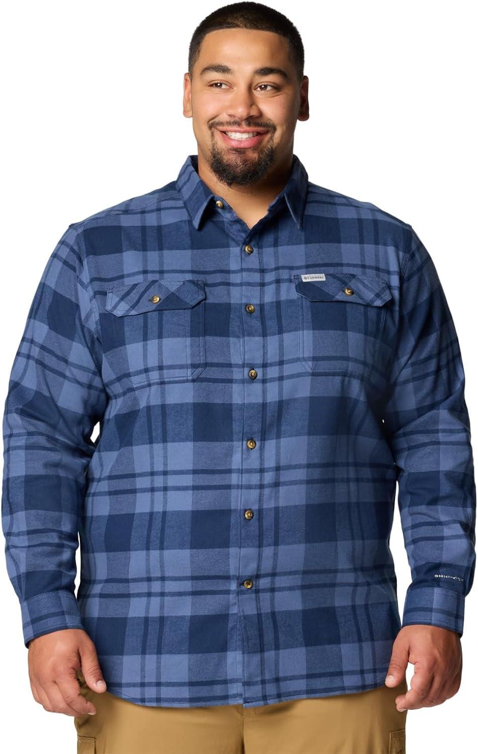 imageColumbia Mens Flare Gun Stretch FlannelCollegiate Navy River Crossing Plaid