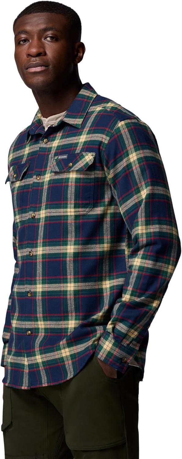 imageColumbia Mens Flare Gun Stretch FlannelCollegiate Navy Two Lane Tartan