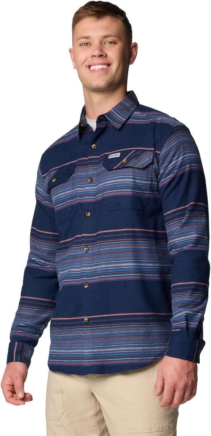 imageColumbia Mens Flare Gun Stretch FlannelCollegiate Navy Vista Stripe