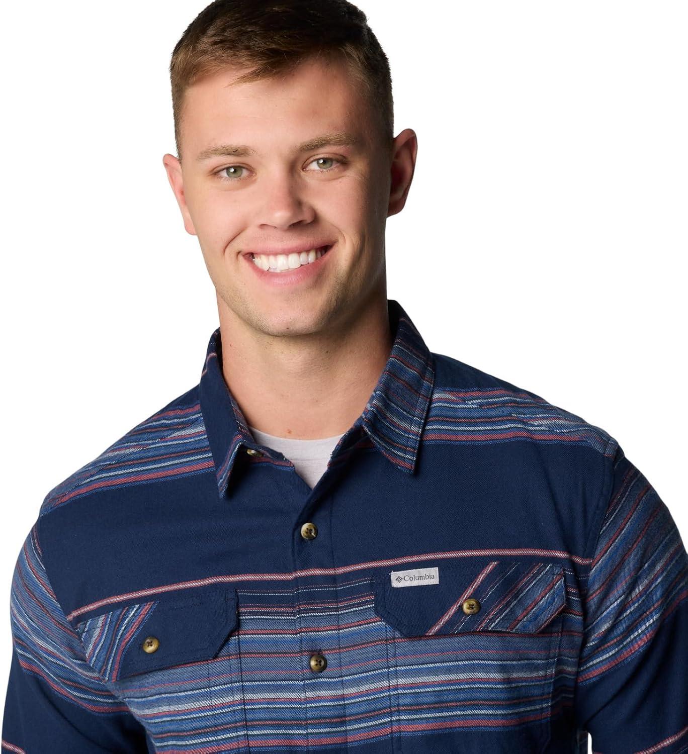 imageColumbia Mens Flare Gun Stretch FlannelCollegiate Navy Vista Stripe