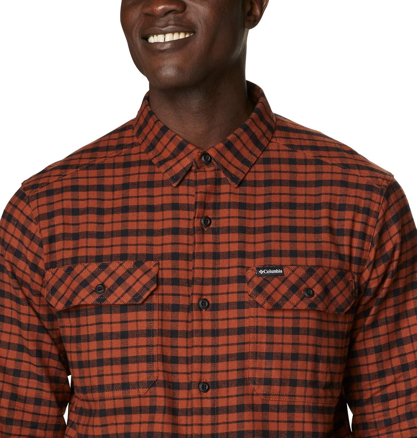 imageColumbia Mens Flare Gun Stretch FlannelDark Amber Small Check