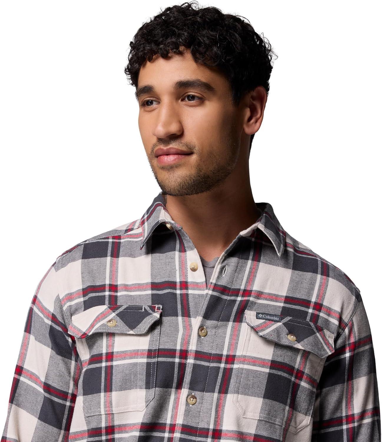 imageColumbia Mens Flare Gun Stretch FlannelDark Stone Trails Edge Plaid