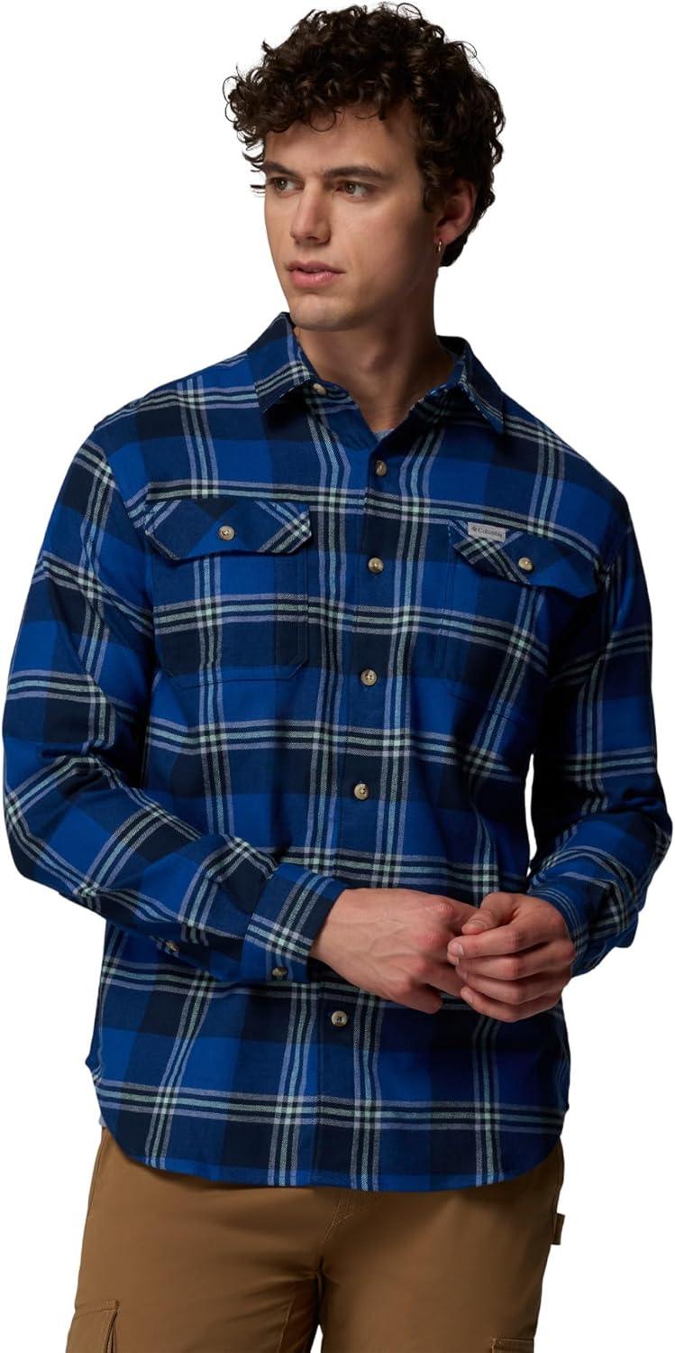 imageColumbia Mens Flare Gun Stretch FlannelMountain Blue Trails Edge Plaid