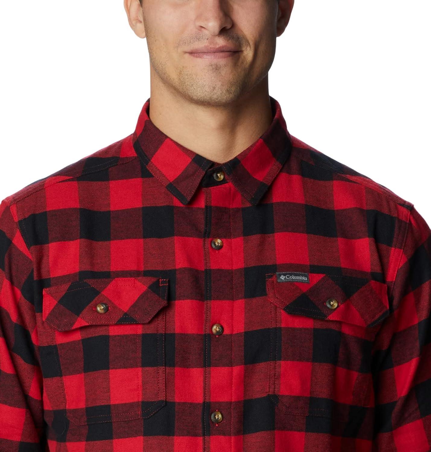 imageColumbia Mens Flare Gun Stretch FlannelMountain Red Twill Buffalo Check