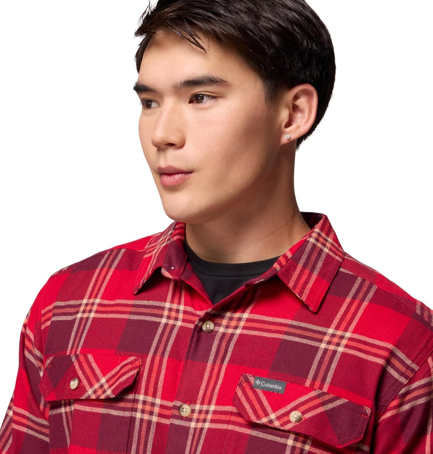 imageColumbia Mens Flare Gun Stretch FlannelMtn Red Trails Edge Plaid