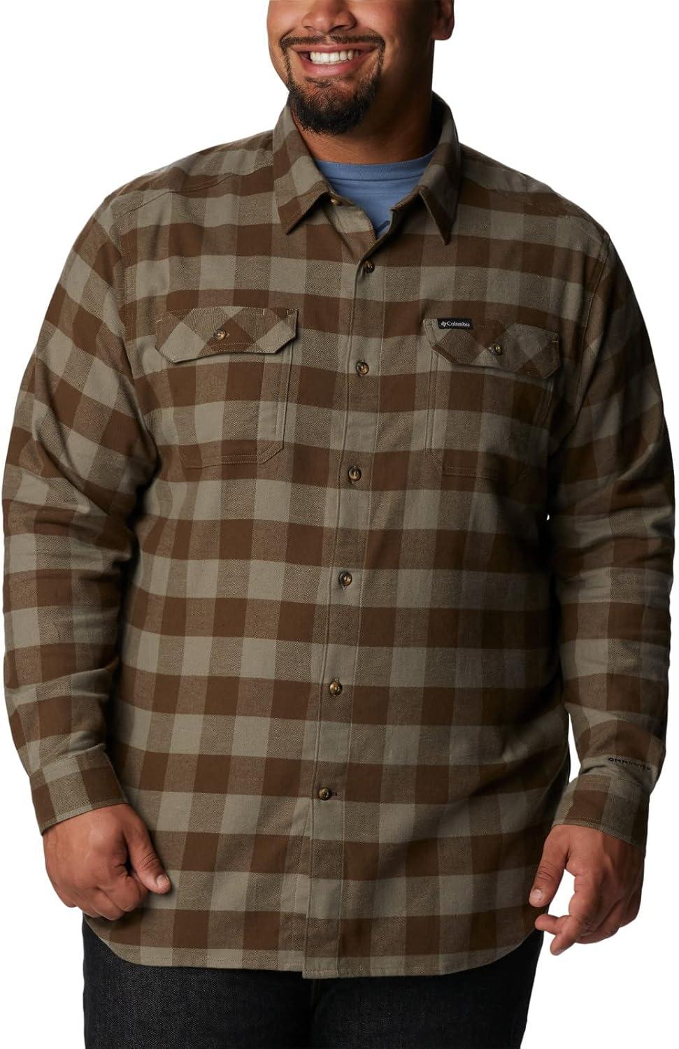 imageColumbia Mens Flare Gun Stretch FlannelStone Green Twill Buffalo Check