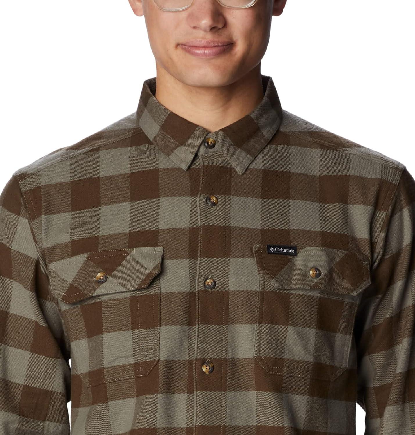 imageColumbia Mens Flare Gun Stretch FlannelStone Green Twill Buffalo Check