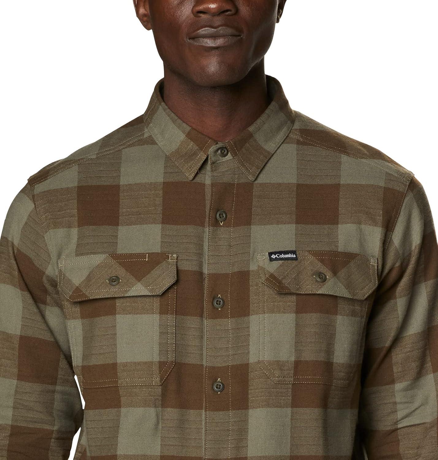 imageColumbia Mens Flare Gun Stretch FlannelStone Green Twill Buffalo Checklegacy