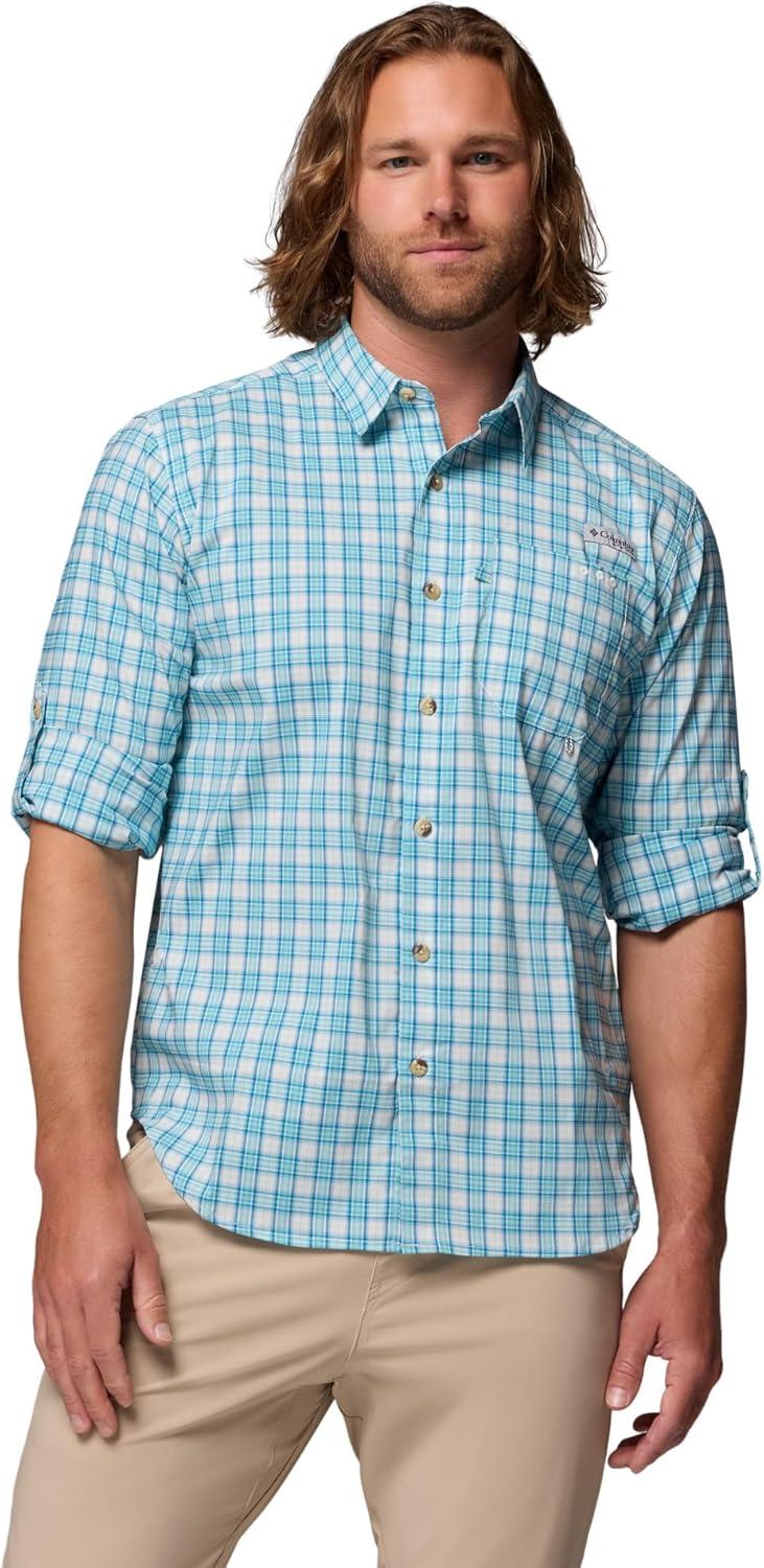 imageColumbia Mens Harbor Peak Long Sleeve ShirtBlue Echo Wayward Tartan