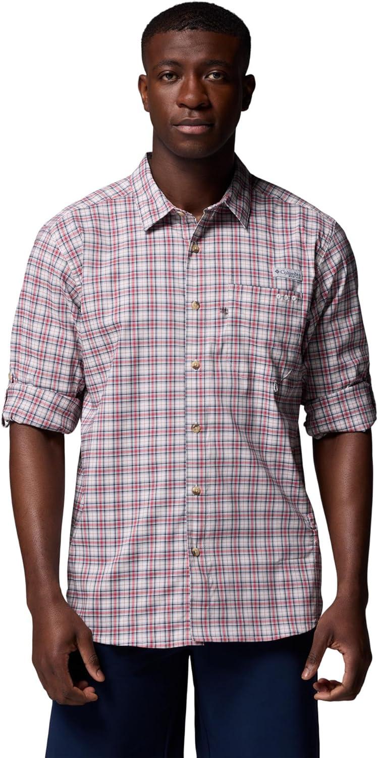imageColumbia Mens Harbor Peak Long Sleeve ShirtSunset Red Wayward Tartan