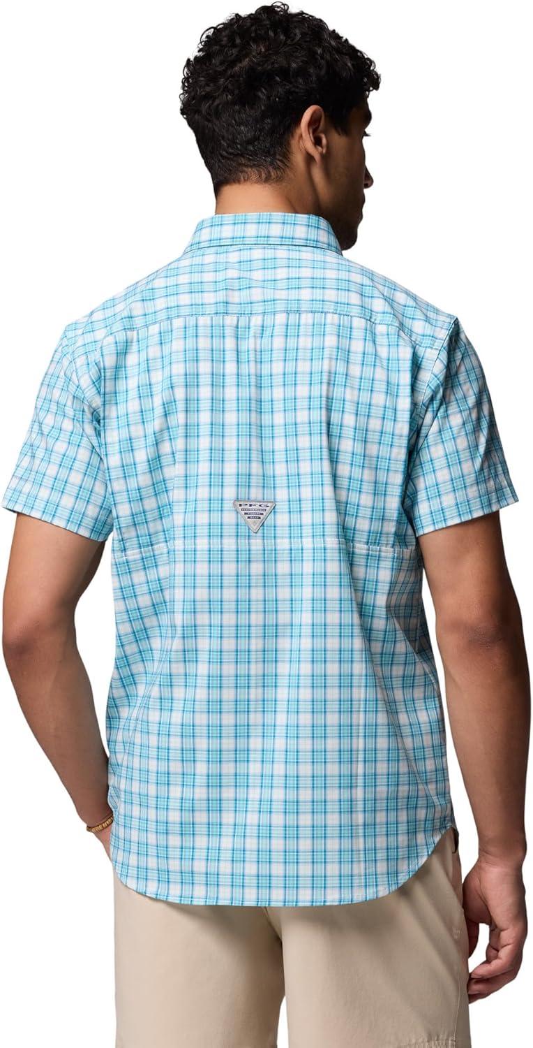 imageColumbia Mens Harbor Peak Short Sleeve ShirtBlue Echo Wayward Tartan