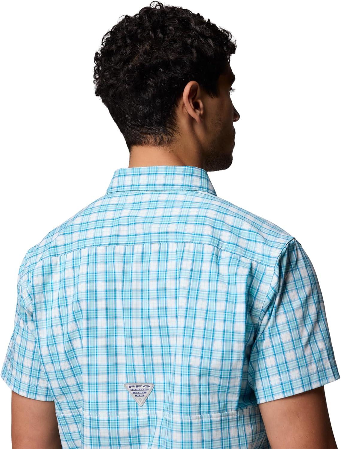 imageColumbia Mens Harbor Peak Short Sleeve ShirtBlue Echo Wayward Tartan