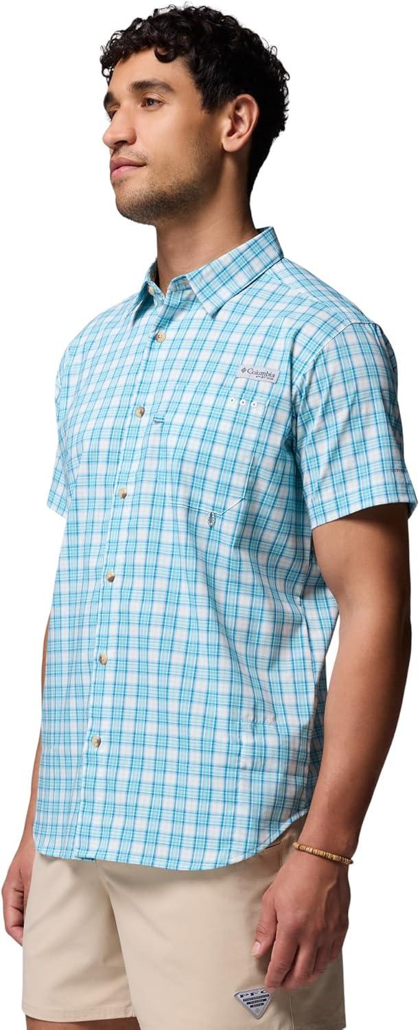 imageColumbia Mens Harbor Peak Short Sleeve ShirtBlue Echo Wayward Tartan