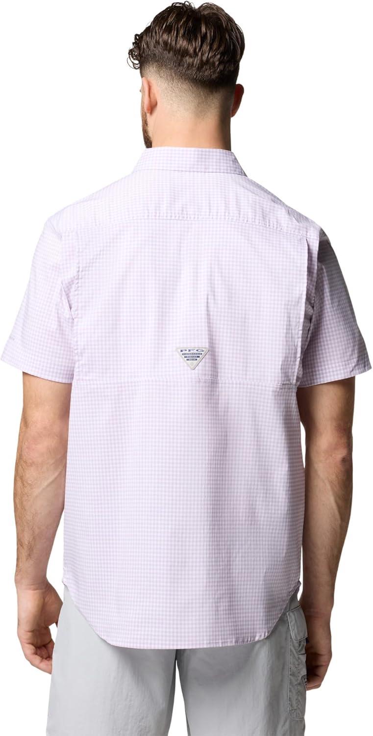 imageColumbia Mens Harbor Peak Short Sleeve ShirtLavender Pearl Gingham