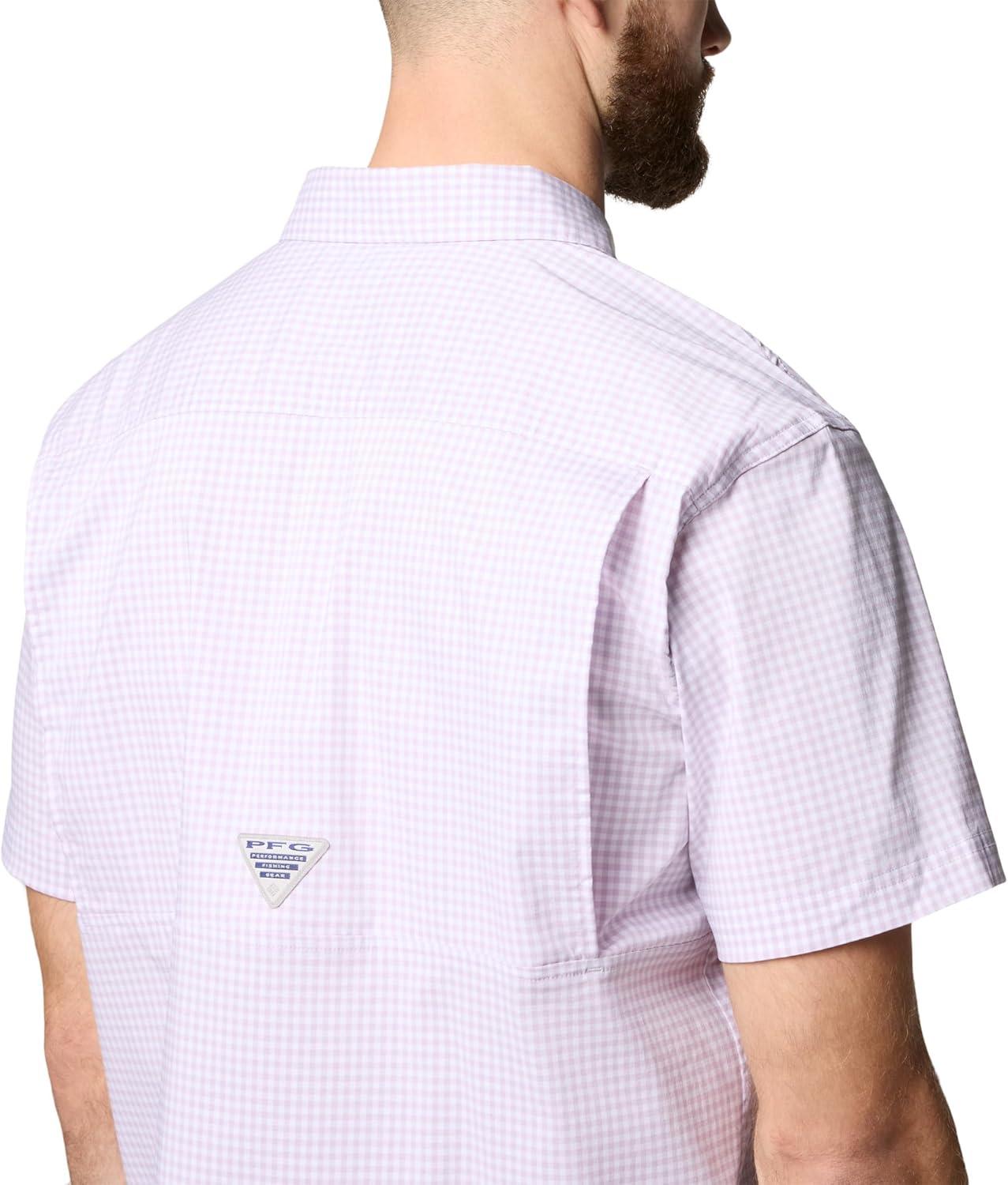 imageColumbia Mens Harbor Peak Short Sleeve ShirtLavender Pearl Gingham