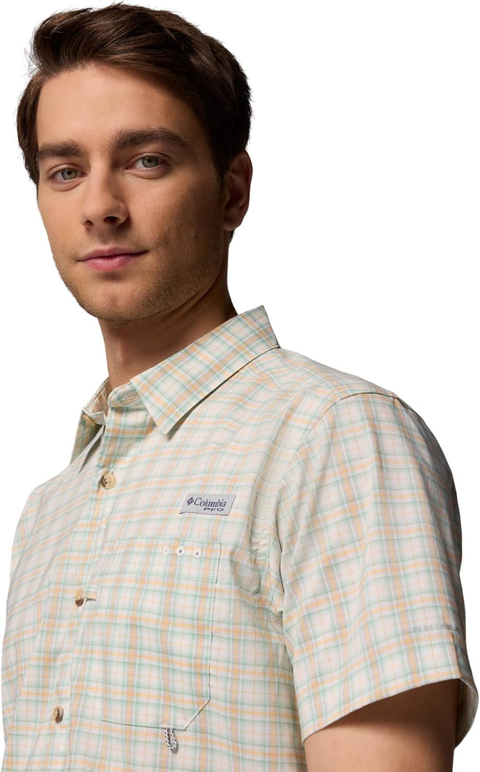 imageColumbia Mens Harbor Peak Short Sleeve ShirtMisty Jade Wayward Tartan