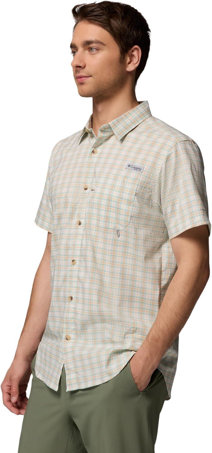 imageColumbia Mens Harbor Peak Short Sleeve ShirtMisty Jade Wayward Tartan