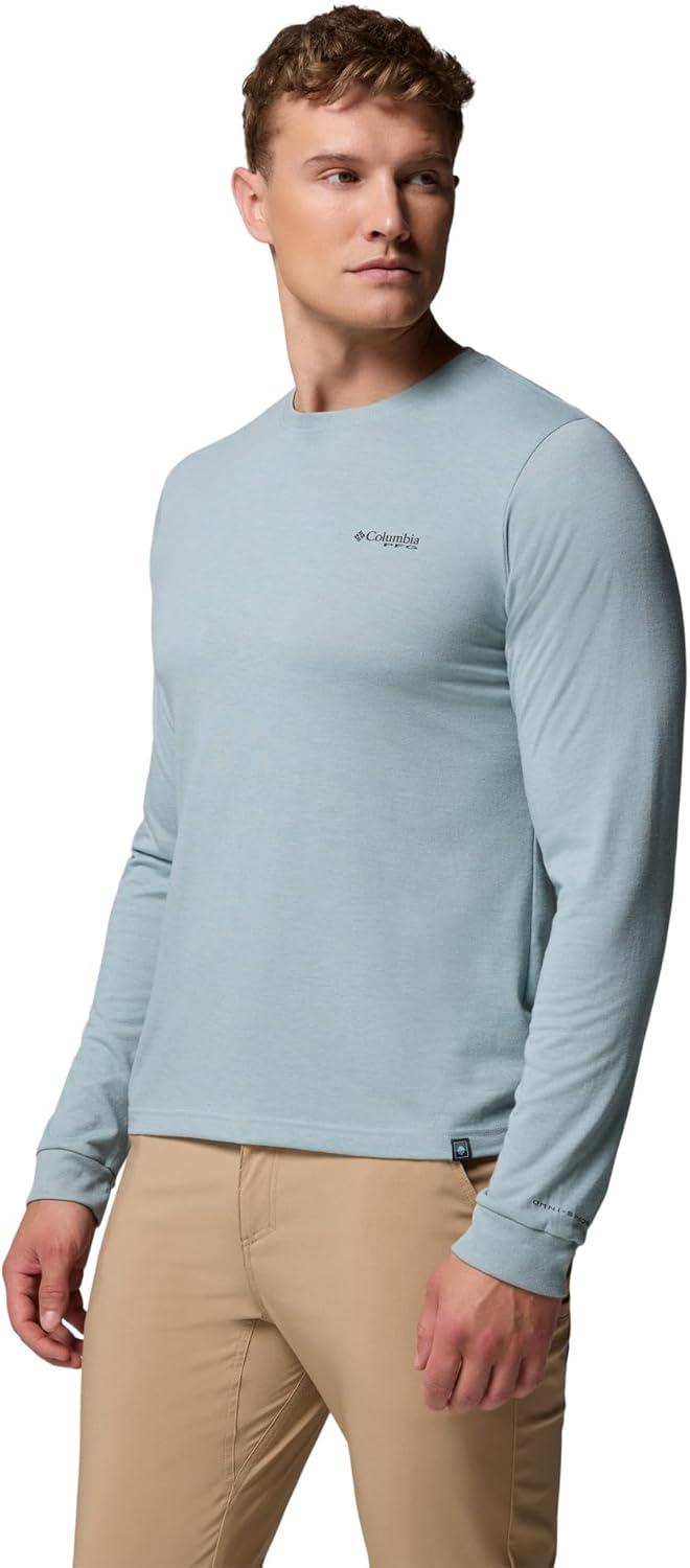 imageColumbia Mens PFG Uncharted Graphic Tee Long SleeveCrushed Blue HeatherGuadalupe Drift