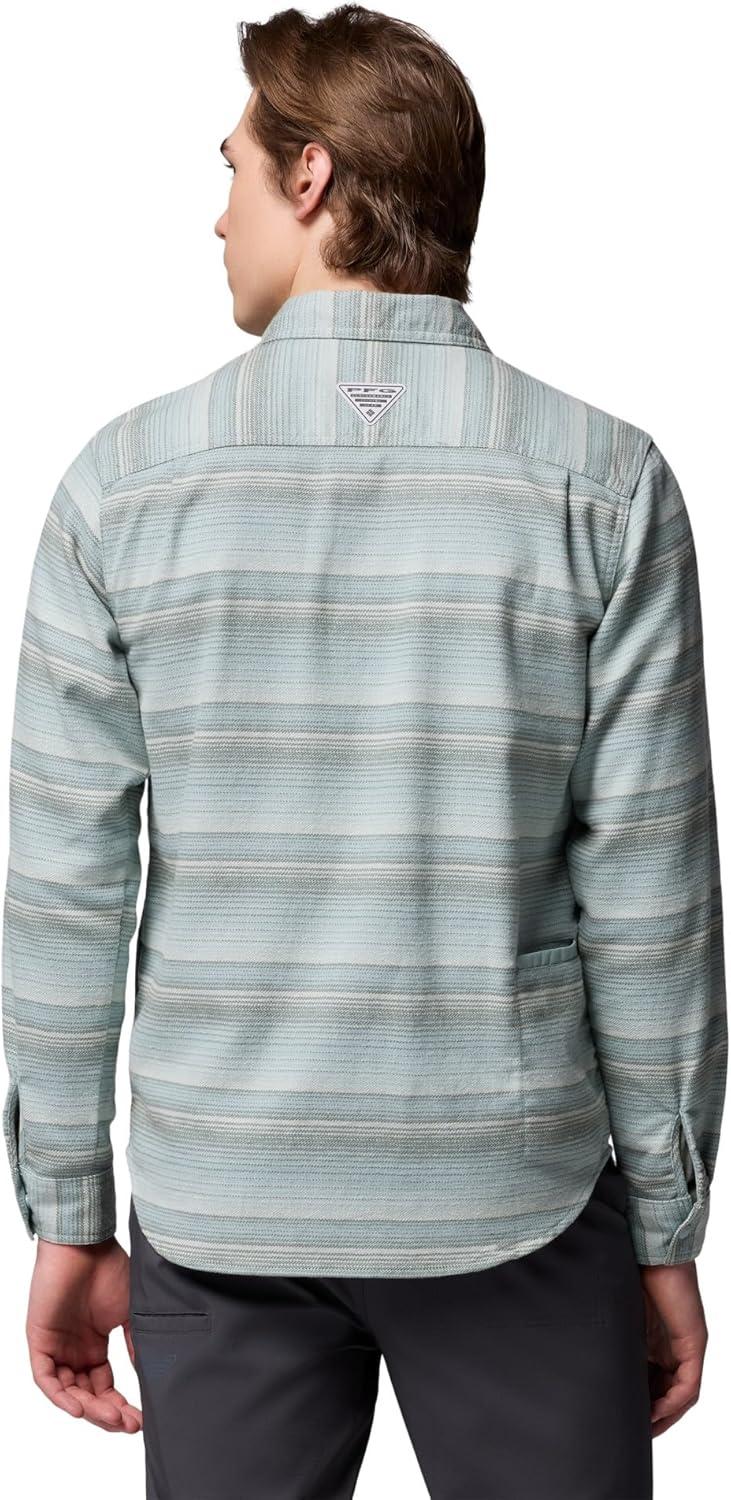imageColumbia Mens PFG Uncharted Over ShirtCrushed Blue Twilights Stripe
