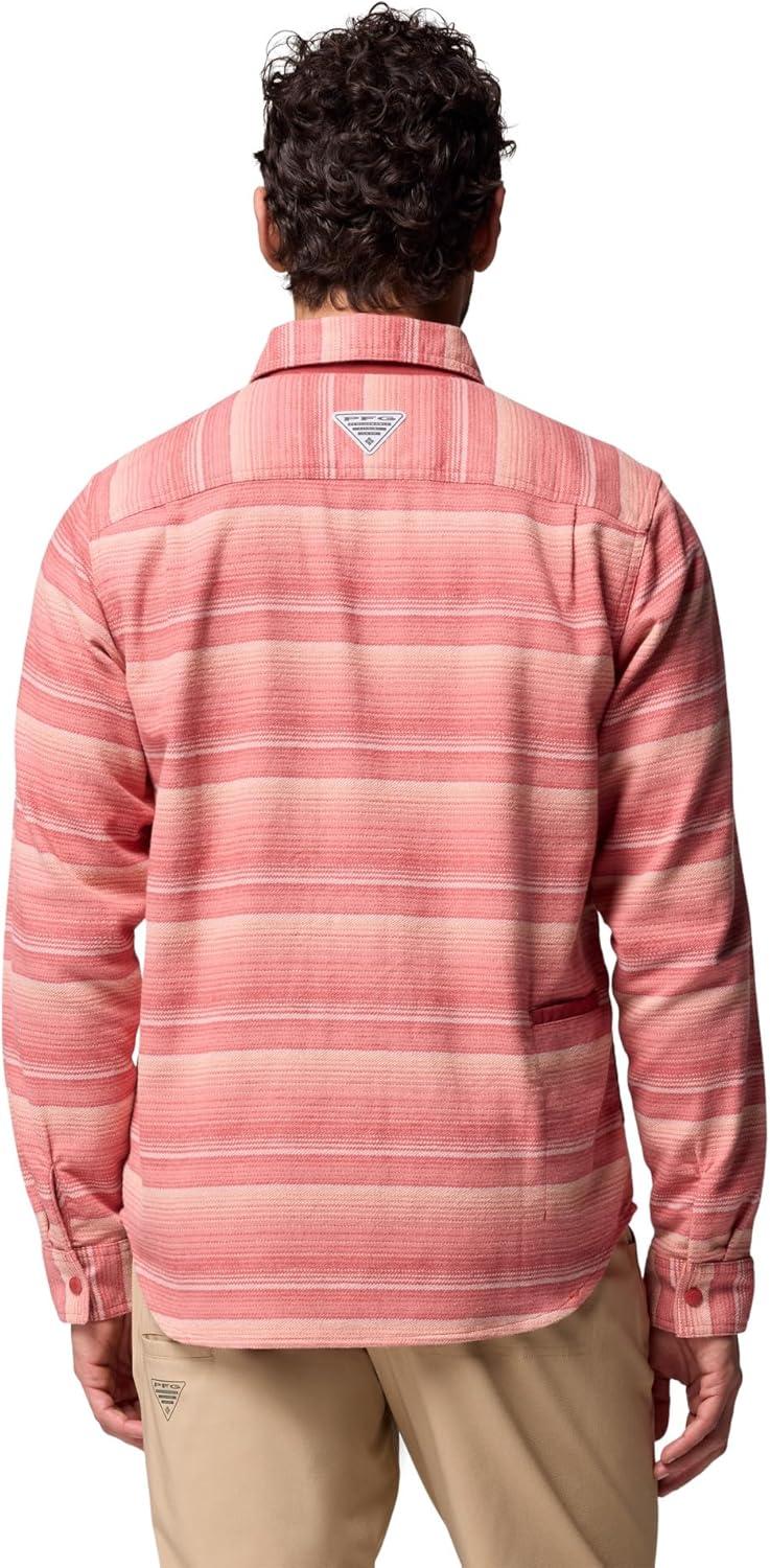 imageColumbia Mens PFG Uncharted Over ShirtDusty Crimson Twilights Stripe
