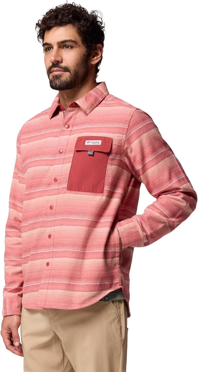 imageColumbia Mens PFG Uncharted Over ShirtDusty Crimson Twilights Stripe