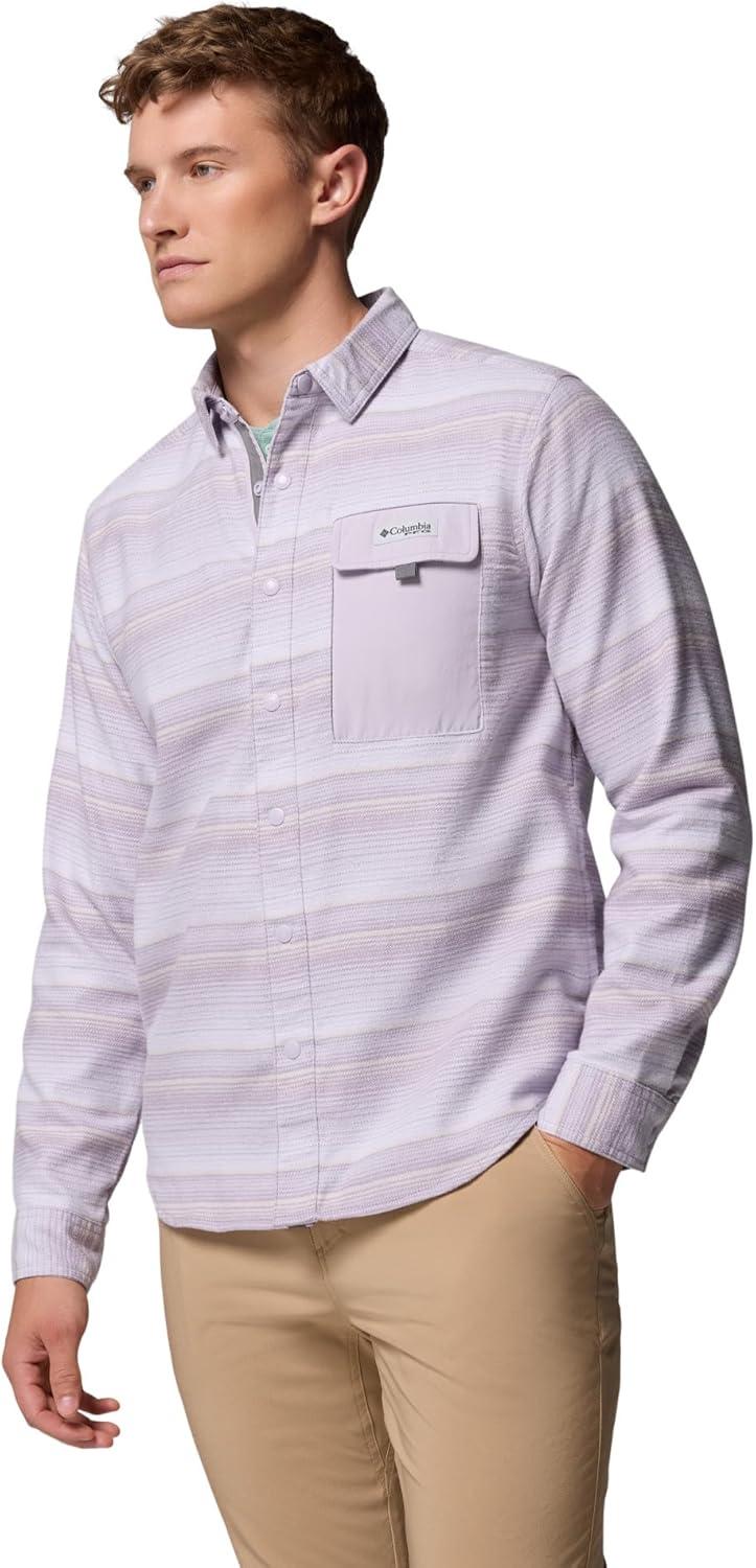 imageColumbia Mens PFG Uncharted Over ShirtLavender Pearl Twilights Stripe