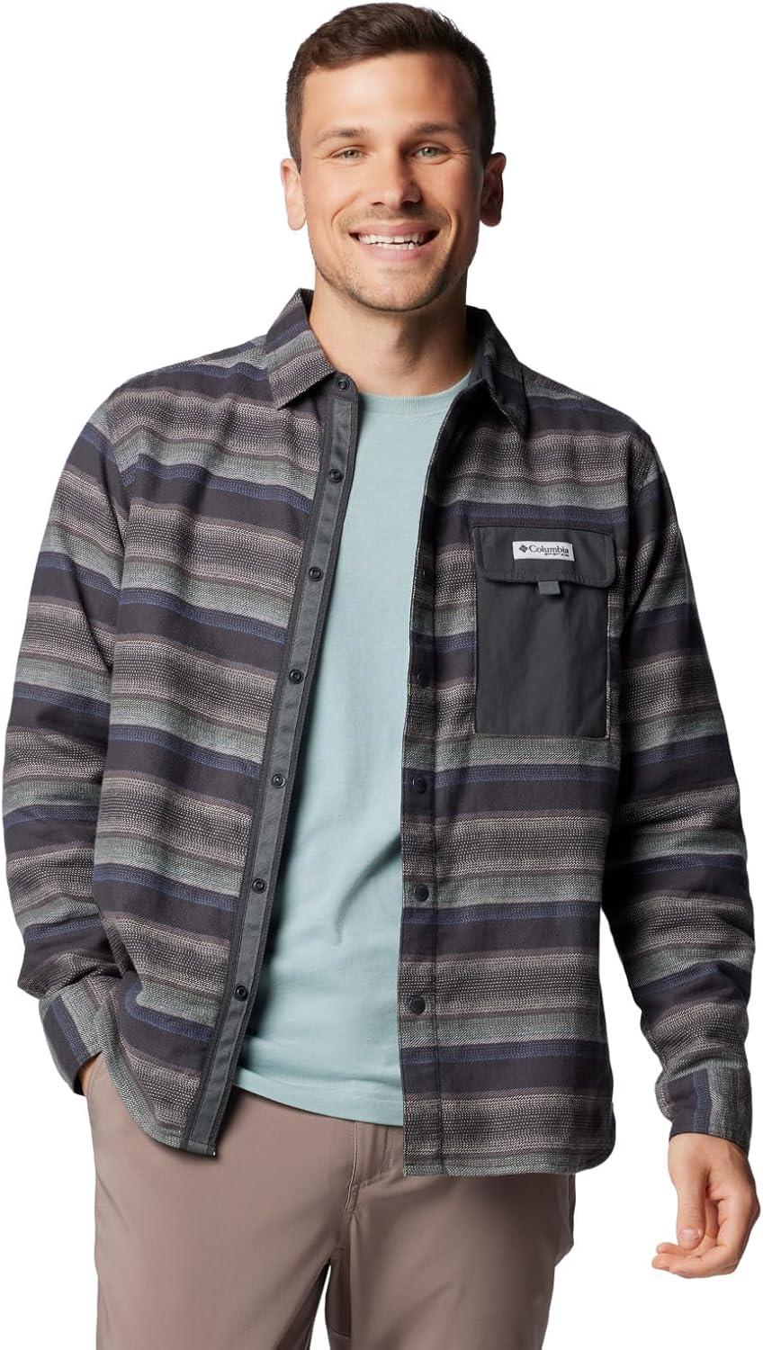 imageColumbia Mens PFG Uncharted Over ShirtShark Lunar Stripe