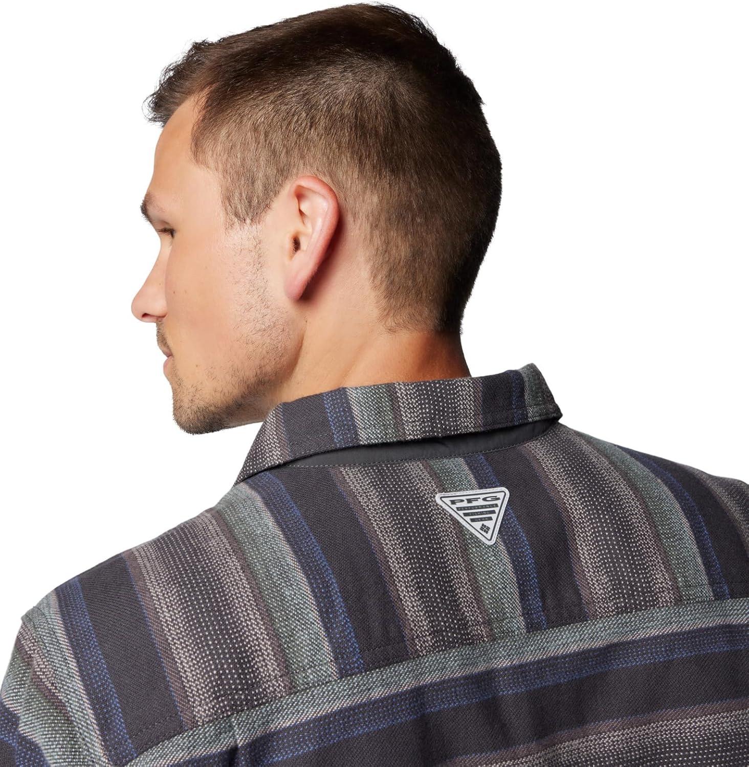 imageColumbia Mens PFG Uncharted Over ShirtShark Lunar Stripe