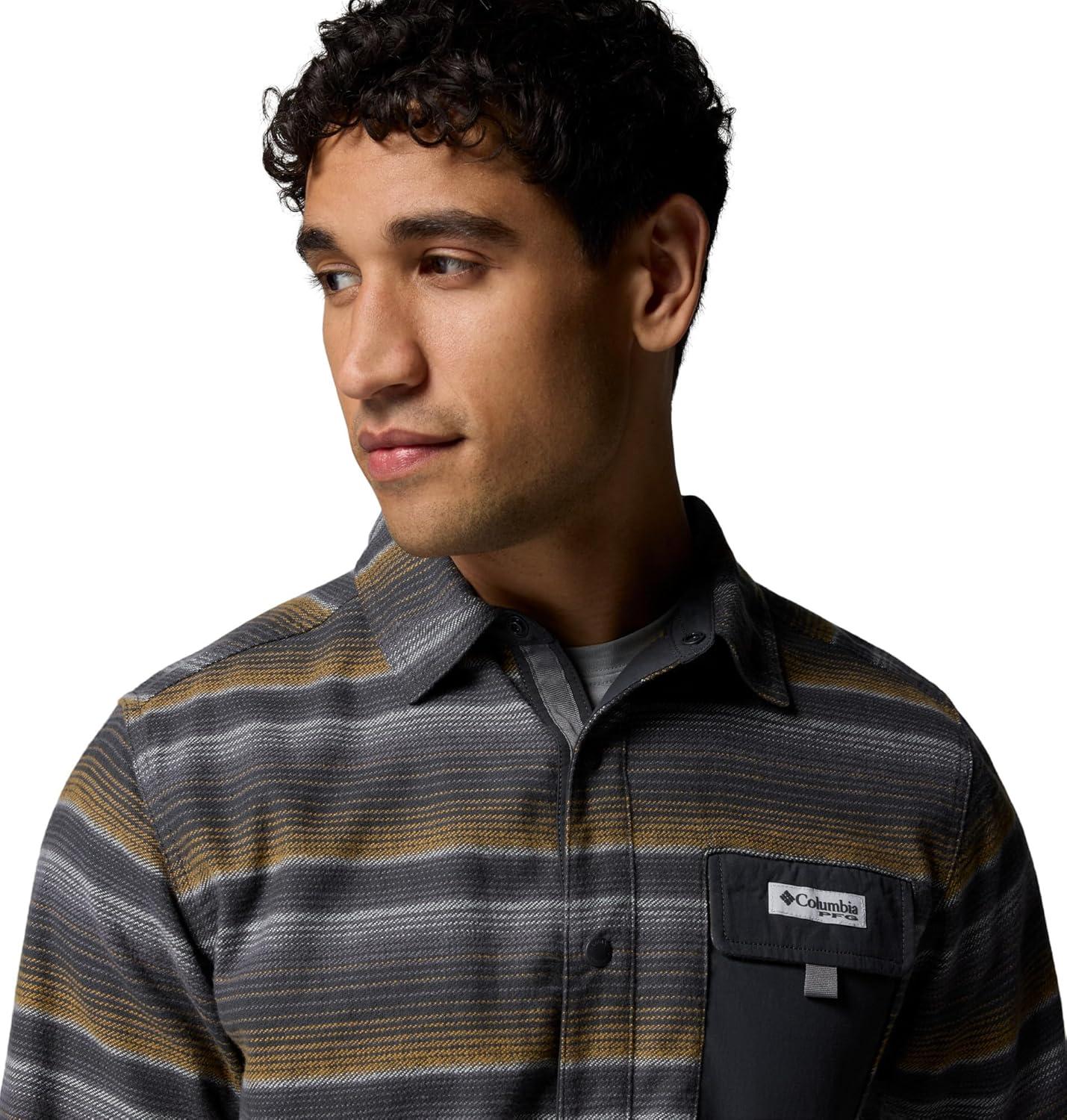 imageColumbia Mens PFG Uncharted Over ShirtShark Twilights Stripe