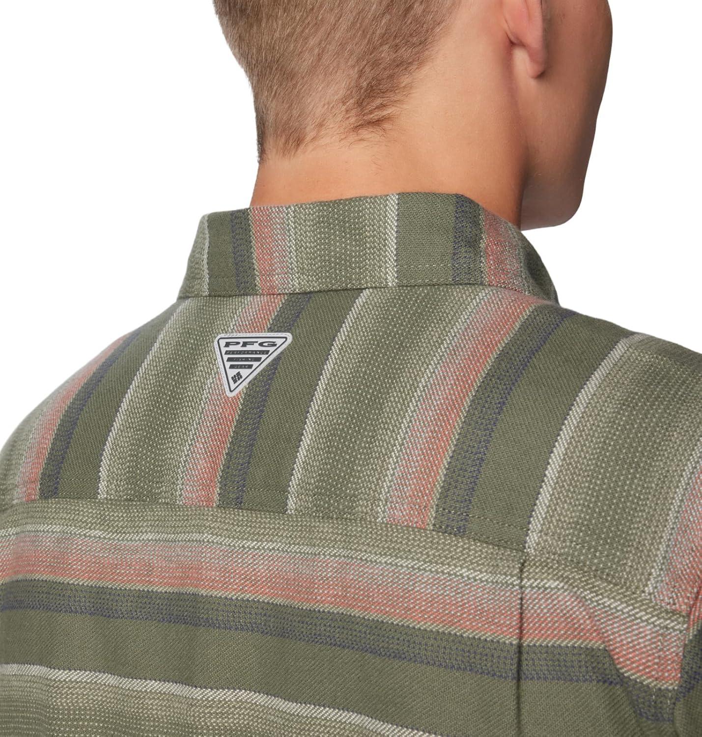 imageColumbia Mens PFG Uncharted Over ShirtSmokey Sage Lunar Stripe