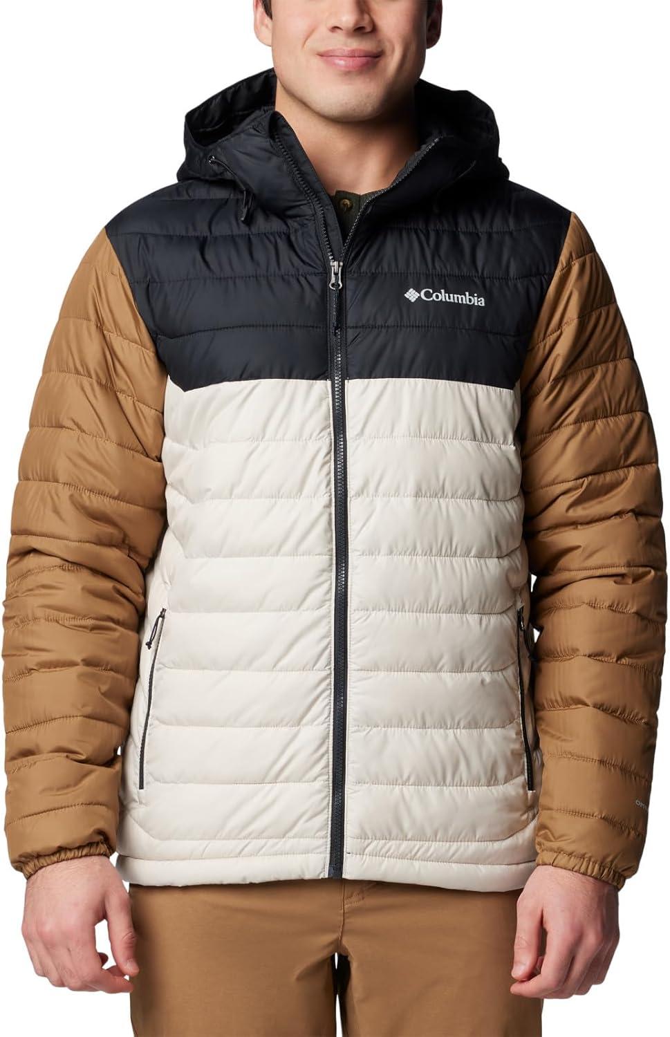 imageColumbia Mens Powder Lite II Hooded JacketDark StoneBlackDelta