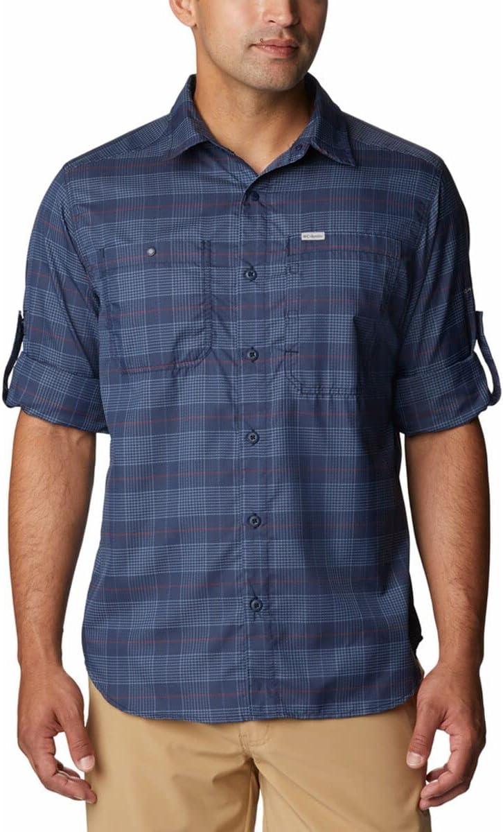 imageColumbia Mens Silver Ridge Utility Lite Plaid Long SleeveCollegiate Navy Trail Crossing Plaid