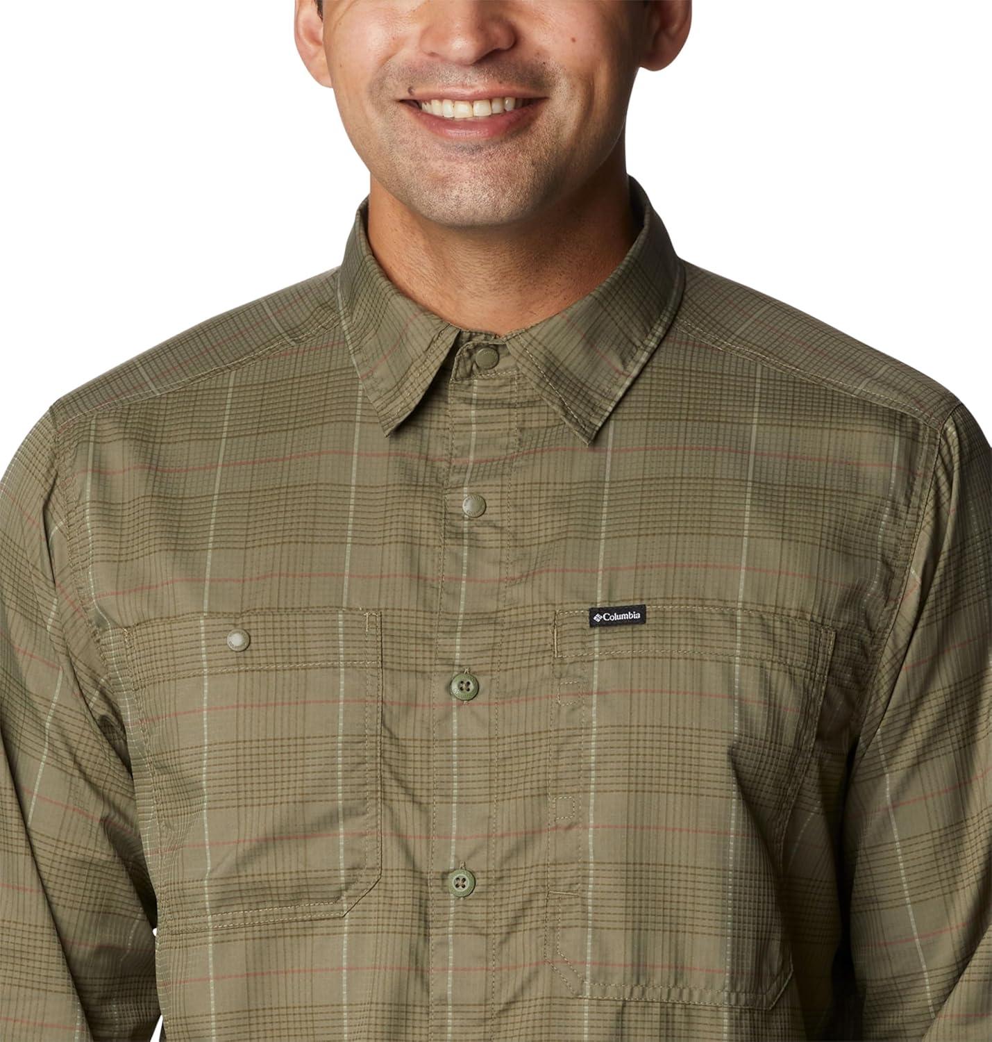 imageColumbia Mens Silver Ridge Utility Lite Plaid Long SleeveStone Green Trail Crossing Plaid
