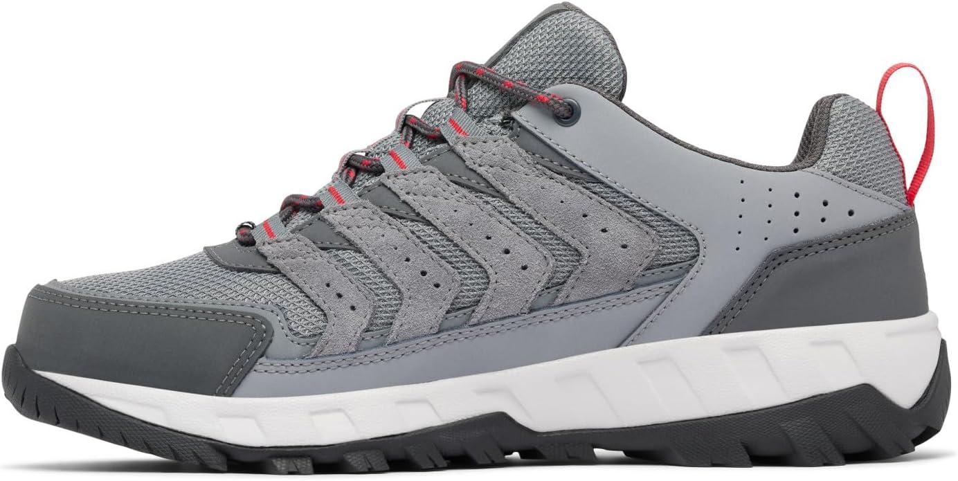 imageColumbia Mens Strata Trail Low Waterproof Hiking ShoesTitanium Grey SteelMountain Red