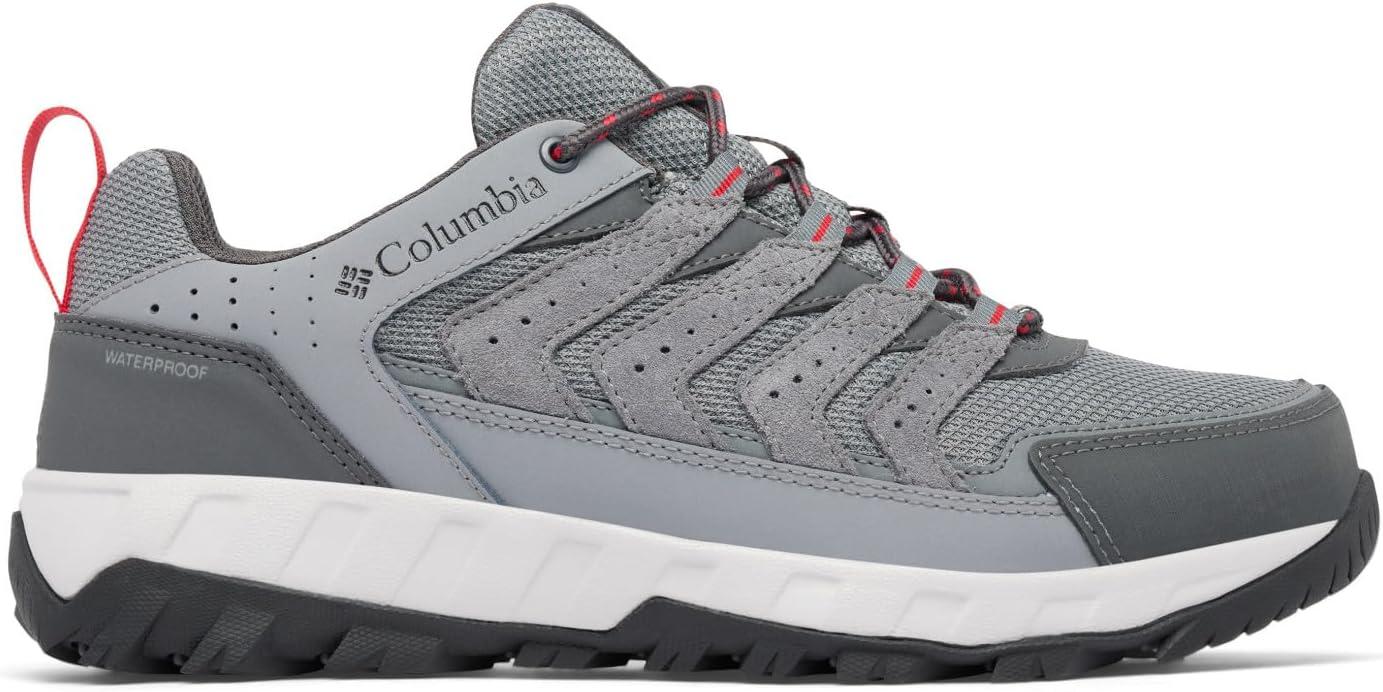 imageColumbia Mens Strata Trail Low Waterproof Hiking ShoesTitanium Grey SteelMountain Red