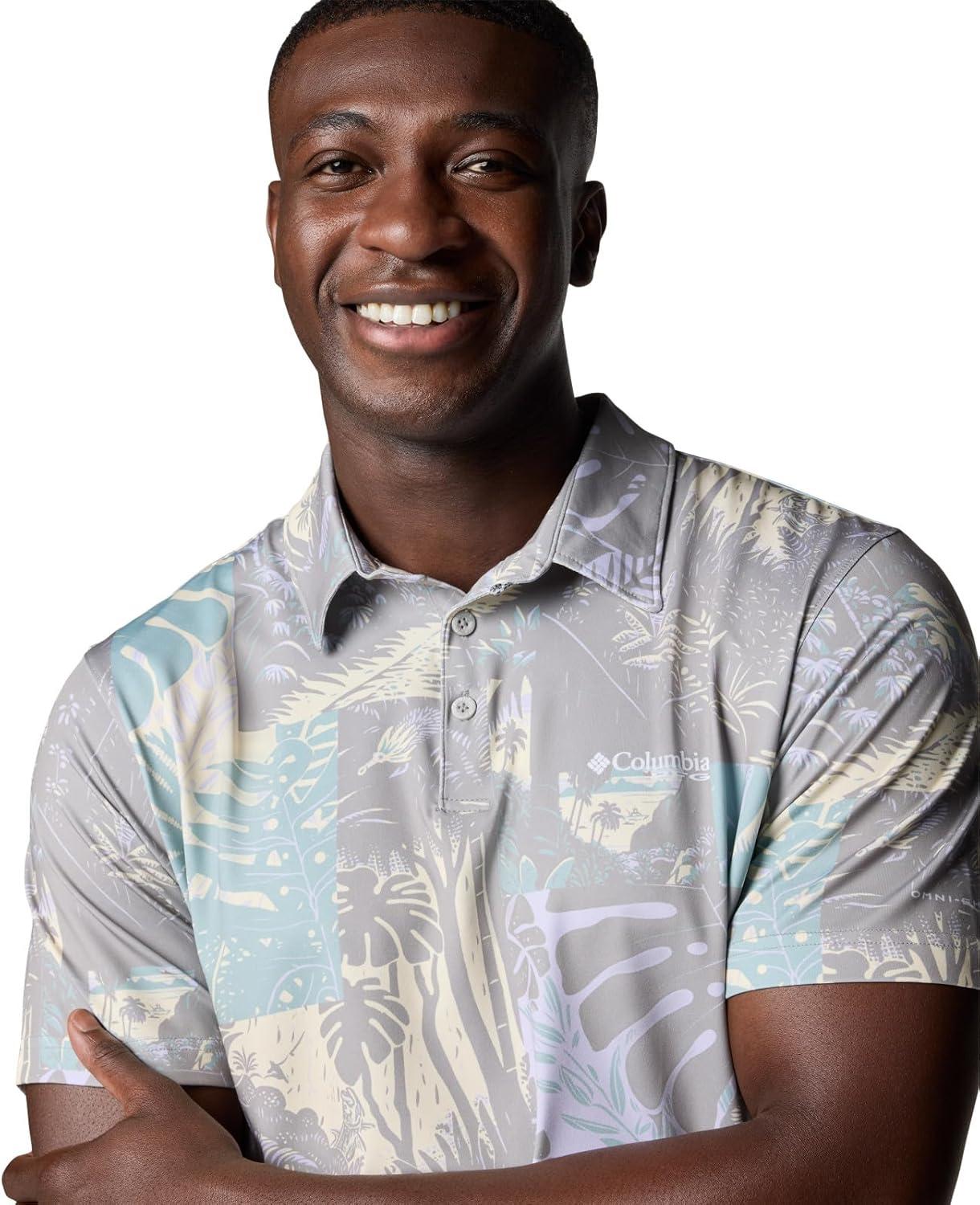 imageColumbia Mens Super Slack Tide II Stretch PoloLemon Wash Tarpon Trek