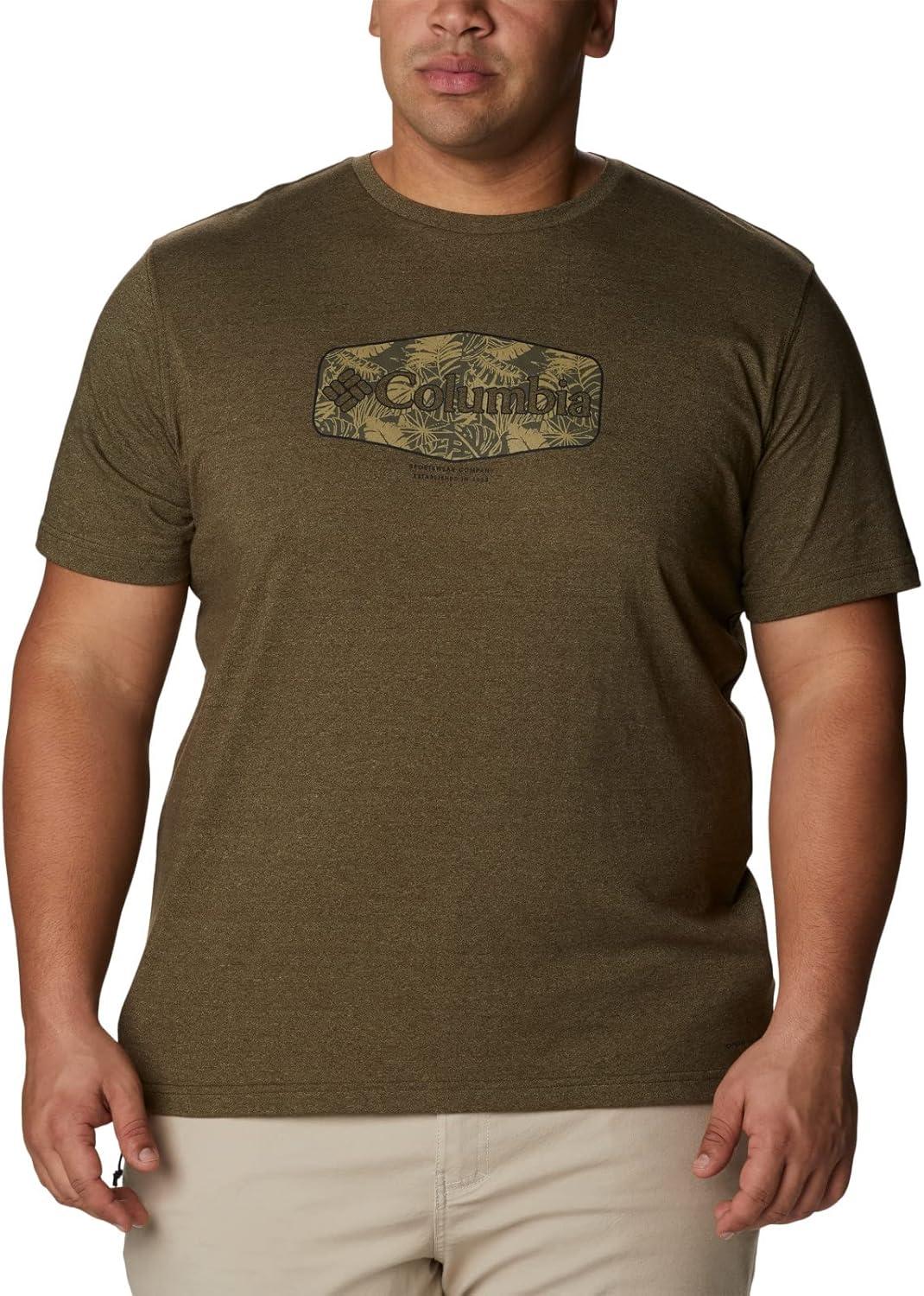 imageColumbia Mens Thistletown Hills Short SleeveOlive Green HeatherWanderland Graphic